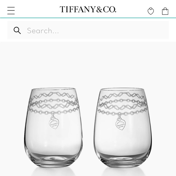 TIFFANY & CO.
NEW Etched Stemless White Wine Glass
in Crystal Glass, Set of Two - Picture 3 of 7